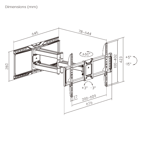 Cost-Effective Heavy-Duty Full-Motion TV Wall Mount LPA86-466A With enhanced robustness to hold TVs up to 75kg & larger extension from china(chinese)