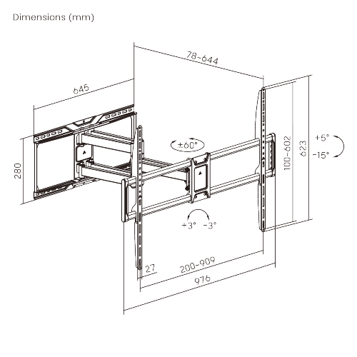 Cost-Effective Heavy-Duty Full-Motion TV Wall Mount LPA86-696A With enhanced robustness to hold TVs up to 75kg & larger extension from china(chinese)