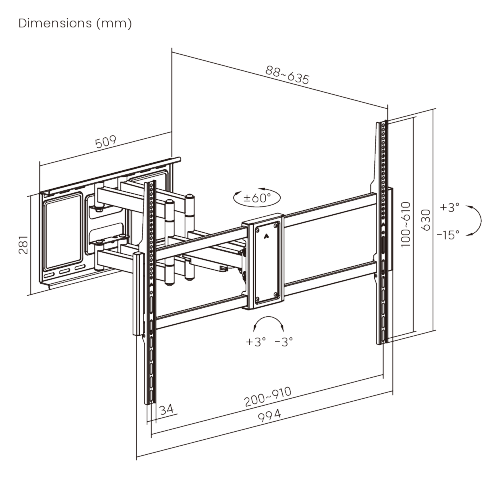 Heavy-Duty Full-Motion TV Wall Mount LPA99-696 Built for Extra-Large Screen Confidence from china(chinese)