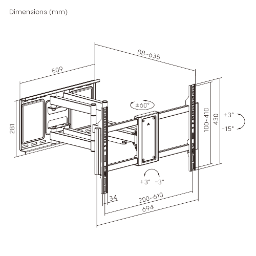 Heavy-Duty Full-Motion TV Wall Mount LPA99-466 A Stronger Mount for Comfortable Viewing from china(chinese)