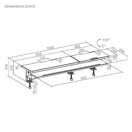 2-Layer Clamp-On Monitor & Laptop Riser with Height-Adjustable Laptop Riser STB34-03  from china(chinese)