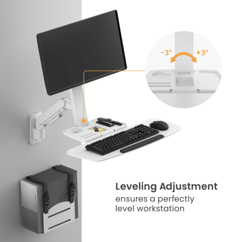 Single-Screen Floating Gas Spring Wall-Mounted Sit-Stand Workstation with CPU Holder DWS39-W01 Adjust with Ease, Work with Comfort. from china(chinese)