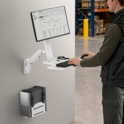 Single-Screen Floating Gas Spring Wall-Mounted Sit-Stand Workstation with CPU Holder