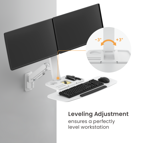 Dual-Screen Floating Gas Spring Wall-Mounted Sit-Stand Workstation DWS39-W02-P01 Adjust with Ease, Work with Comfort. from china(chinese)