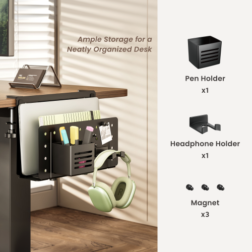 Dual-Slot Clamp-On Desk Organizer DET09-01 Save Desk Space, Keep Essentials Within Reach. from china(chinese)