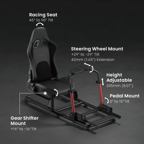 Elite Racing Simulator Cockpit with Tiltable Shifter Mount LRS17-KP01 Handles Direct Drive wheels up to 12Nm and heavy-duty pedals. from china(chinese)