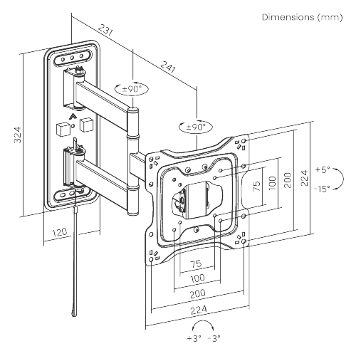 Lockable Full-Motion RV TV Wall Mount LPA96-223 Secure Viewing for Compact RV Living  from china(chinese)