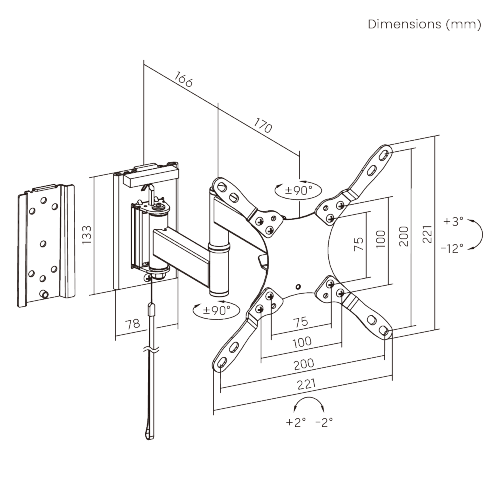 Lockable Full-Motion RV TV Wall Mount with Extended VESA LPA96-222 Move Viewing Where You Need It   from china(chinese)