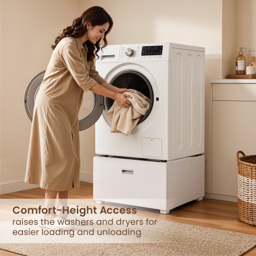 Modern Select Heavy-Duty Washer & Dryer Pedestal with Drawer WMS15-02 Designed for comfort, storage, and stability. from china(chinese)