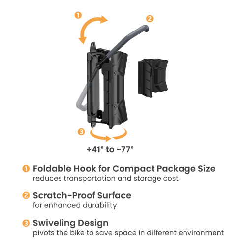 Wall-Mounted Bike Rack (with Standard Hook) LBM14-01 Recommended for road bikes, mountain bikes, e-bikes, city bikes and bikes with fenders. from china(chinese)
