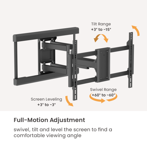 Wide-Stud Heavy-Duty Full-Motion TV Wall Mount with Lateral Shift Wall Plate LPA99-466A Easier Centering for Off-Center Studs from china(chinese)