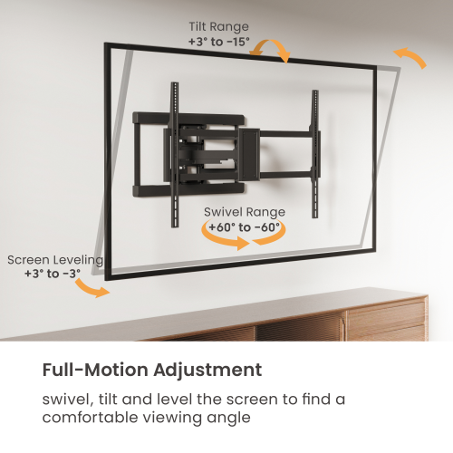 Wide-Stud Heavy-Duty Full-Motion TV Wall Mount with Lateral Shift Wall Plate LPA99-696A Easier Centering for Off-Center Studs from china(chinese)
