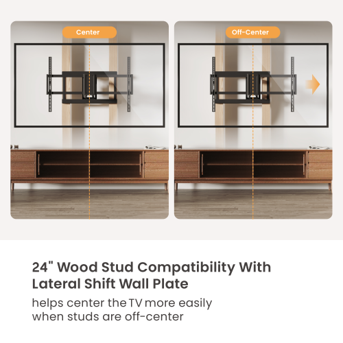 Wide-Stud Heavy-Duty Full-Motion TV Wall Mount with Lateral Shift Wall Plate LPA99-696A Easier Centering for Off-Center Studs from china(chinese)