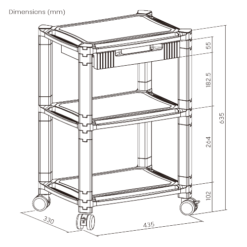 3-Tier Mobile Modular Multi-Purpose Smart Stand with Drawer and Shelf (Standard Surface) AMS-5 Accommodate most laser or inkjet printers from china(chinese)