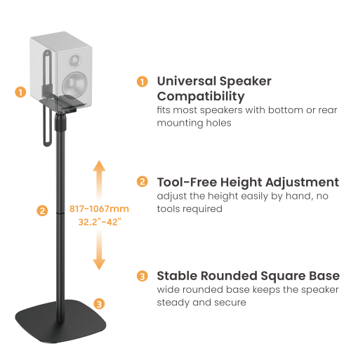 Universal Height Adjustable Speaker Floor Stand Pair BS79-01 Steady Sound, Simple Setup. from china(chinese)