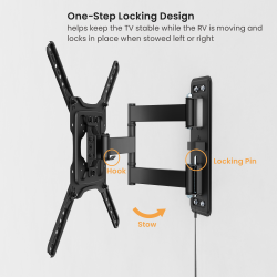 Lockable Full-Motion RV TV Wall Mount with Extended VESA 