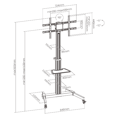 Cost-Effective Aluminum TV Cart FS44-46TW Cost less, win more! from china(chinese)