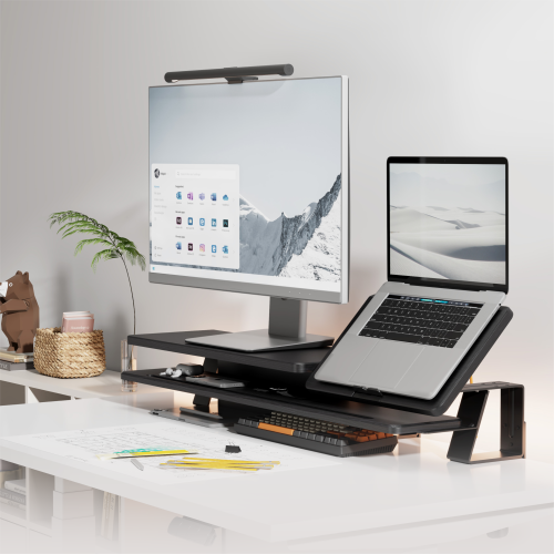 2-Layer Clamp-On Monitor & Laptop Riser with Height-Adjustable Laptop Riser STB34-03  from china(chinese)