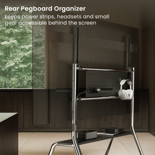 Heavy-Duty Polished Stainless Steel TV Cart (for 55"-95" TVs) MP0512-01 with 1 Curved Metal Shelf + 1 Walnut-Finish Storage Shelf from china(chinese)