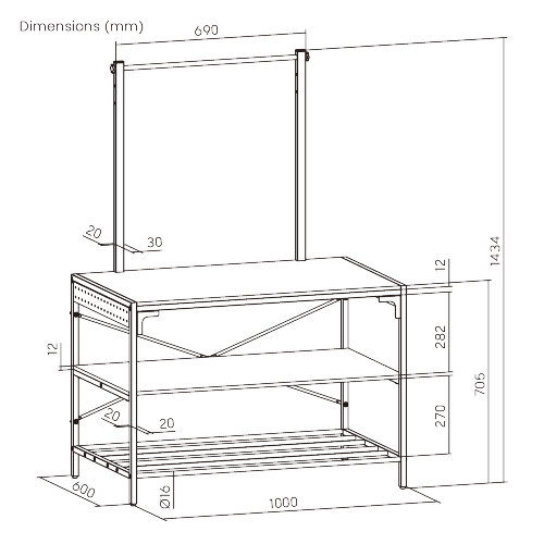 Large 3D Printer Workstation With Filament Support Bar WST03-01 More Room For Every Making Session from china(chinese)