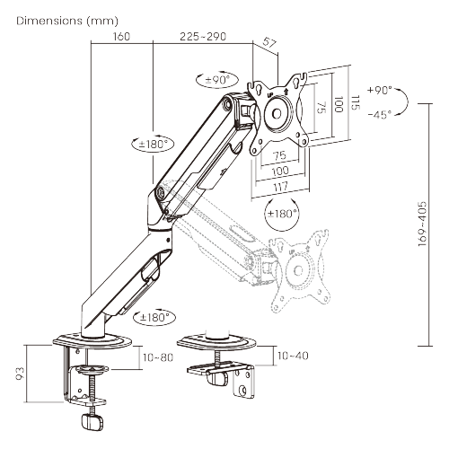 Economy Gas Spring Monitor Arm LDT112-C012N Aluminum lower arm for a refined look and dependable support from china(chinese)