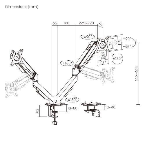 Economy Dual-Screen Mechanical Spring Monitor Arm LDT112-C024NE Aluminum lower arm for a refined look and dependable support from china(chinese)