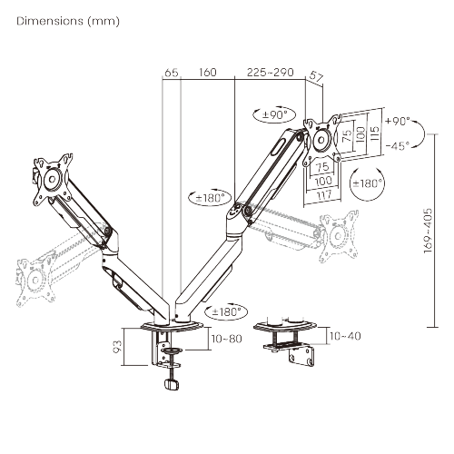 Economy Dual-Screen Gas Spring Monitor Arm LDT112-C024N Aluminum lower arm for a refined look and dependable support from china(chinese)