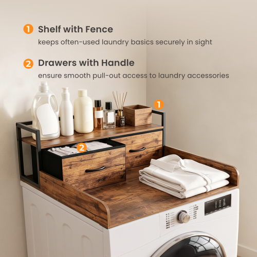 Washer & Dryer Countertop with Shelf & Drawers WMC01-5 Makes your laundry space aesthetic and organized. from china(chinese)