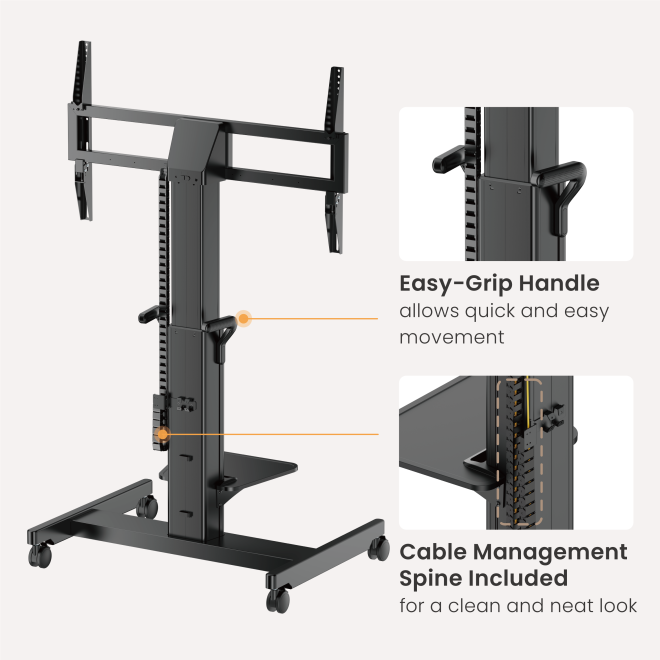 Motorized Heavy-Duty TV Cart TTL21H-610FW  Powerful motor delivers smooth, quiet height adjustment- even for heavy TVs from china(chinese)