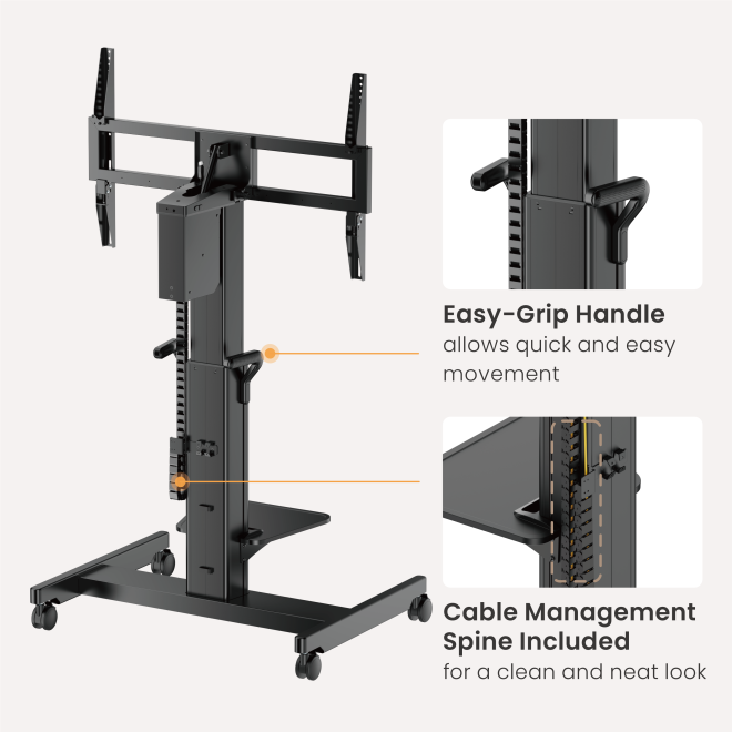 Motorized Heavy-Duty TV Cart with Tilt Adjustment TTT21H-69FW Powerful motor delivers smooth, quiet height adjustment- even for heavy TVs from china(chinese)