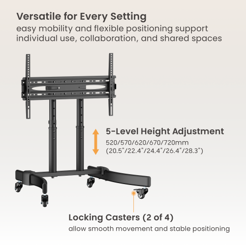Cost-Effective Adjustable TV Cart (5-Level Height Adjustment) T1045G For most 37"-70“ TVs from china(chinese)